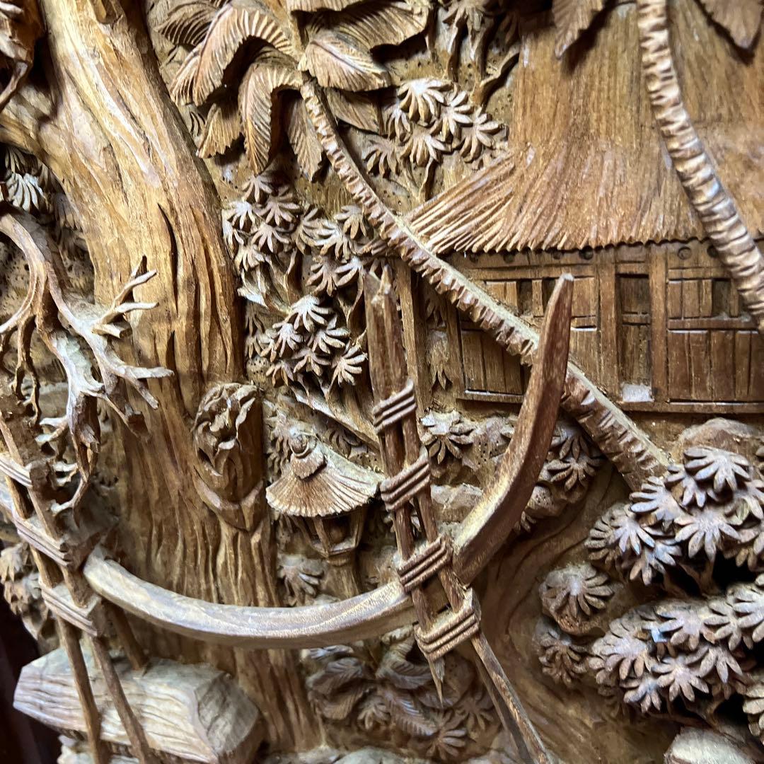 時代　木彫　浮き彫りの額C 約95.5×49.5㎝　東さ8-0131③