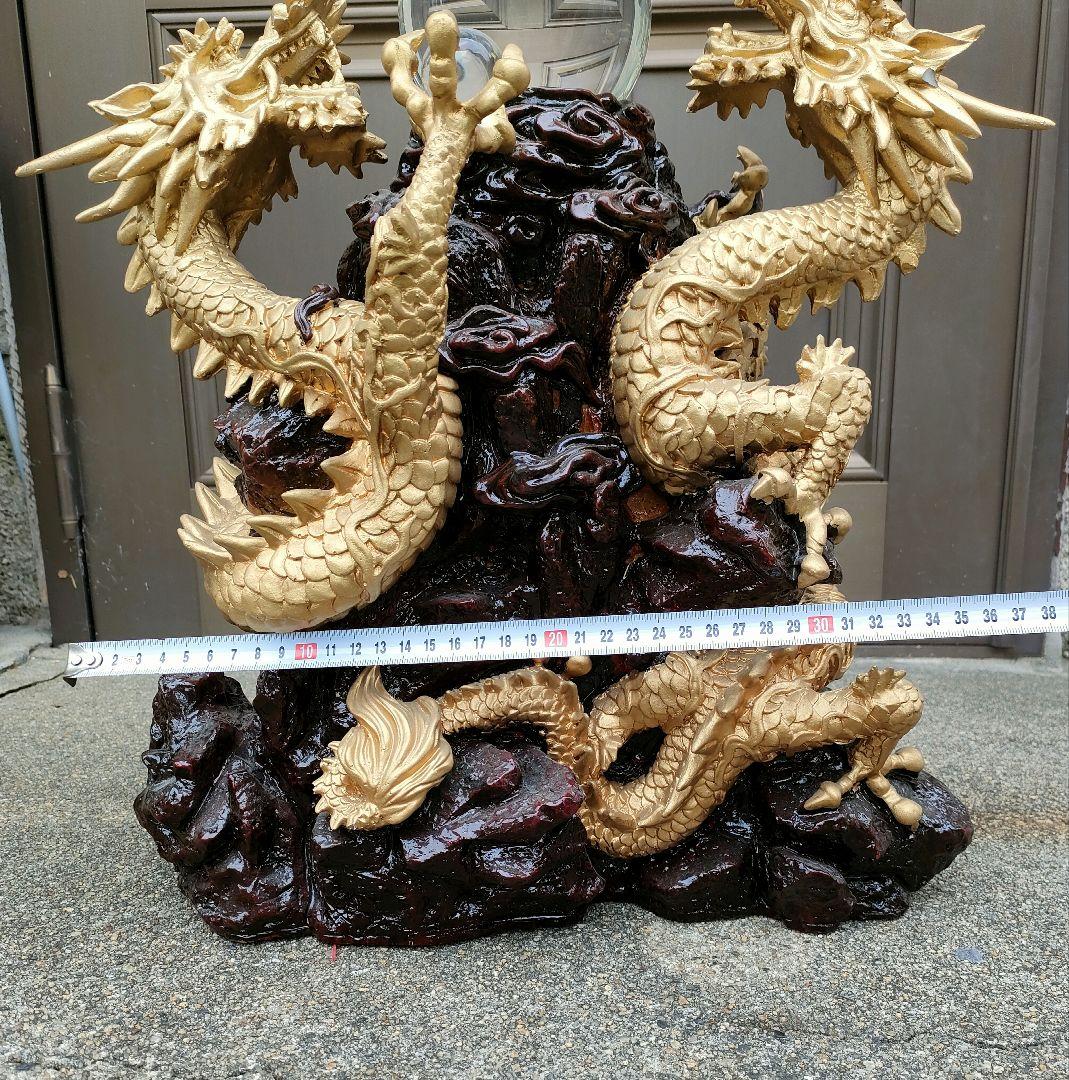 風水　山水龍　双龍（特大）42cm 置物