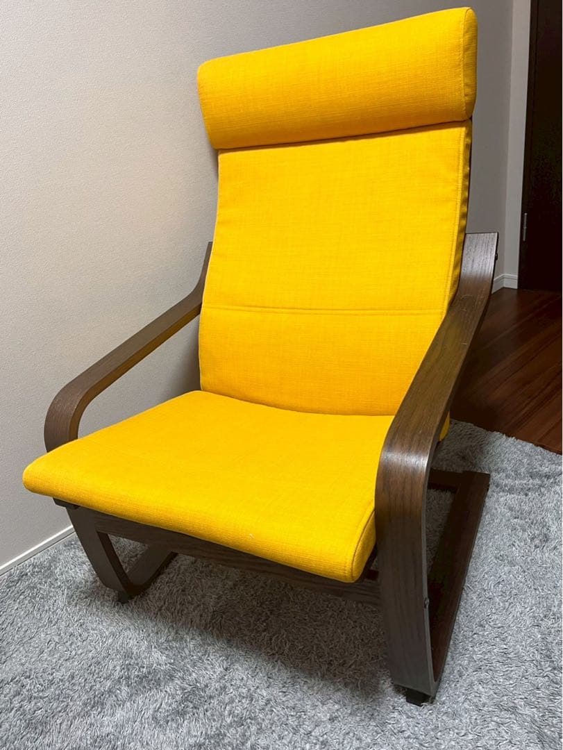 IKEA ポエング イエロー ファブリック 1人掛けソファ セット