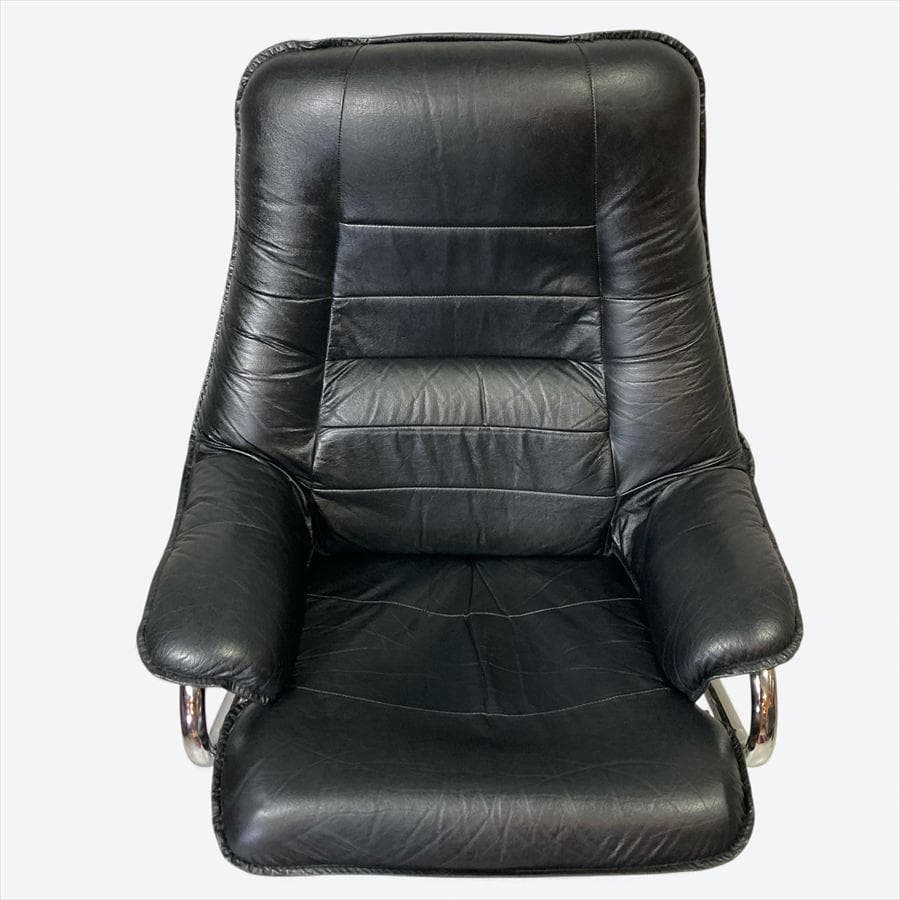 ヴィンテージ フランスベッド レザーパーソナルチェア オットマン(難あり)セット