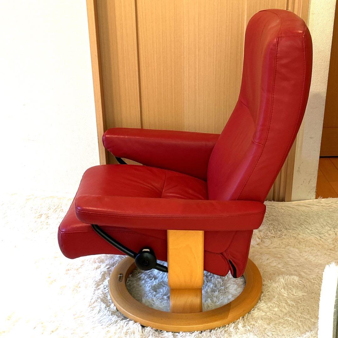極美品　EKORNES リクライニングチェア 赤