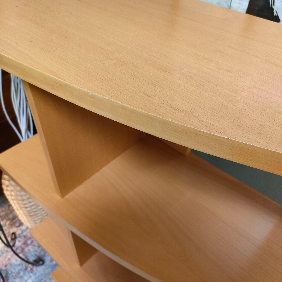 【北欧ナチュラル】曲線デザイン製 オープンシェルフ 4段 木製ラック