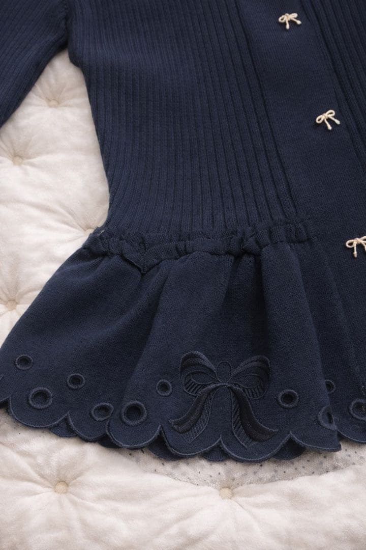 ★美品*M'S GRACY リボン刺繍ペプラムニットカーディガン