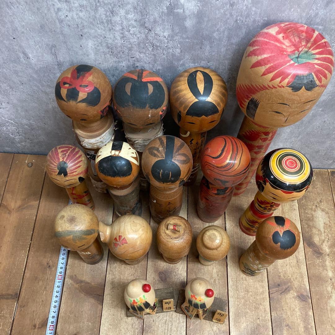 D-3 【希少】伝統こけし・創作こけし 大量16体まとめ売り（那須・銘入り含）