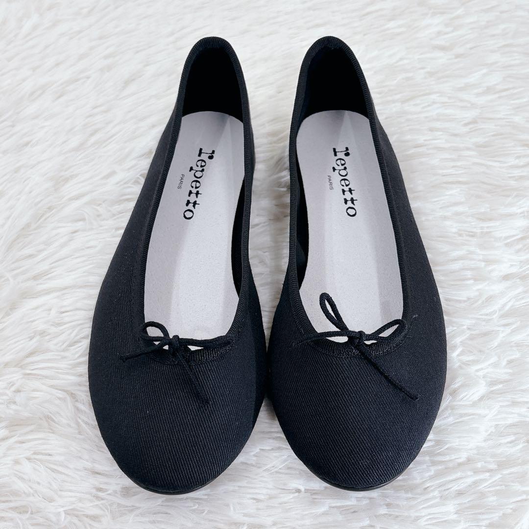 未使用級 レペット バレエシューズ リボン ブラック 黒