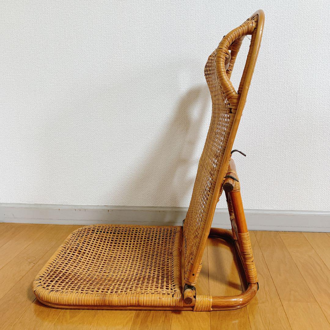 ラタン 藤 座椅子 ２脚 セット 折りたたみ リクライニング ハイバック 希少