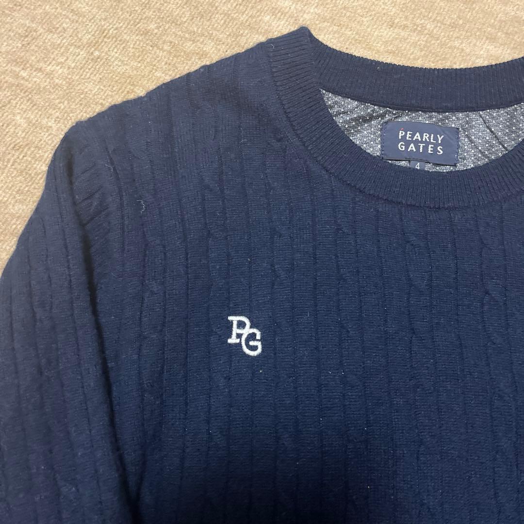 パーリーゲイツ ニット スニード カシミヤ混 ネイビー サイズ4