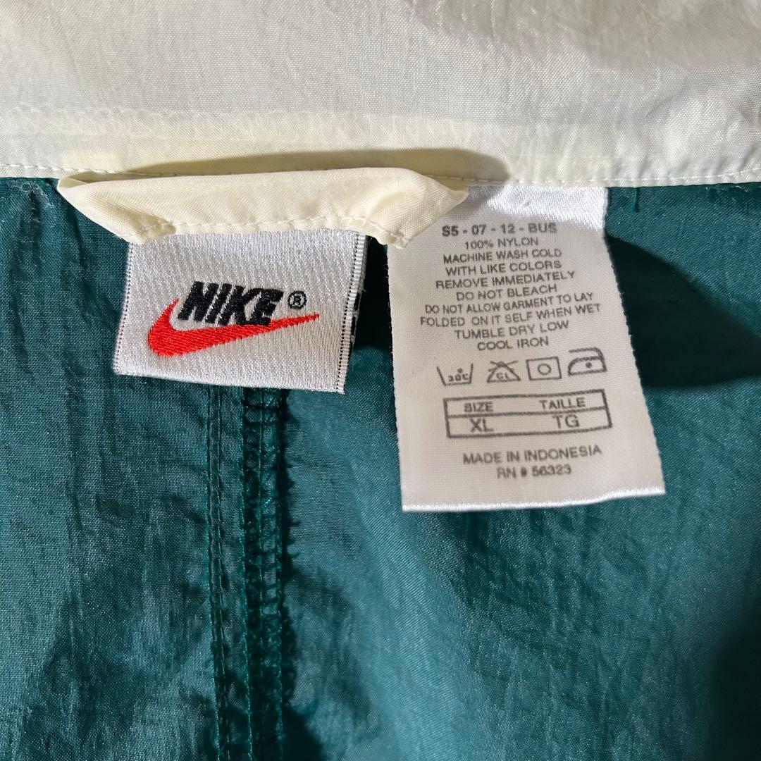 90s NIKE ナイロンジャケット スウッシュ 刺繍 XL 緑 vintage