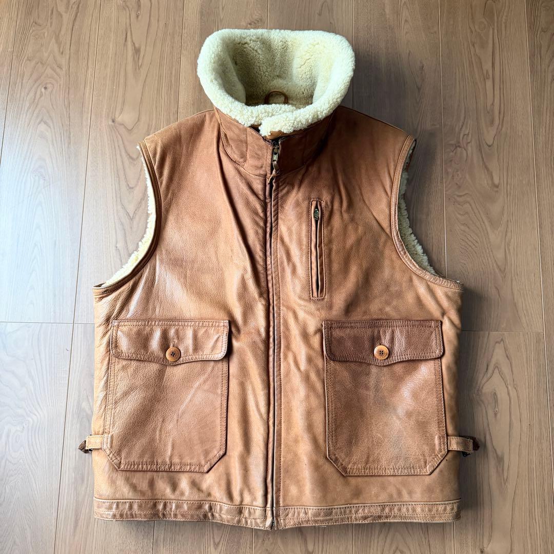 POLO ラルフローレン ラムレザー ムートン ベスト 90s M