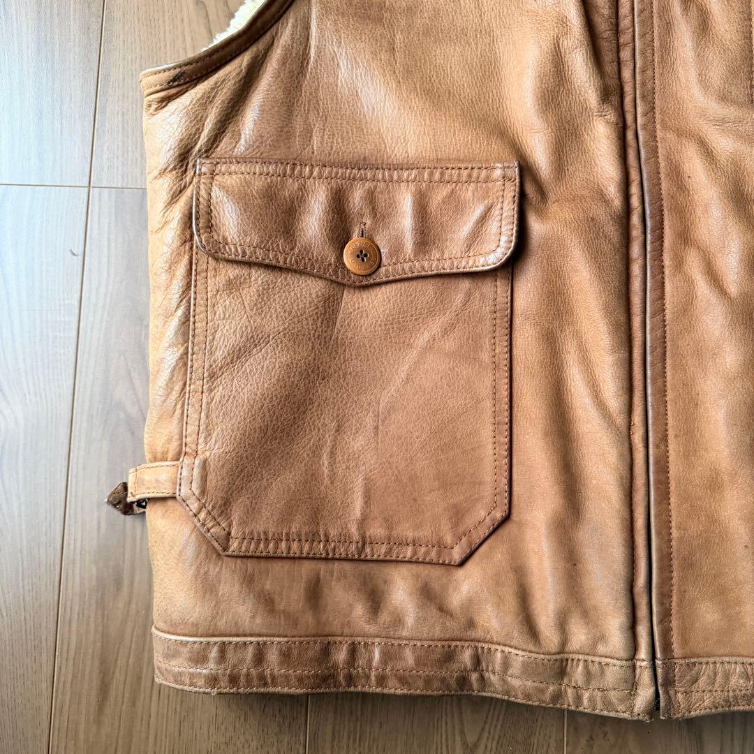 POLO ラルフローレン ラムレザー ムートン ベスト 90s M