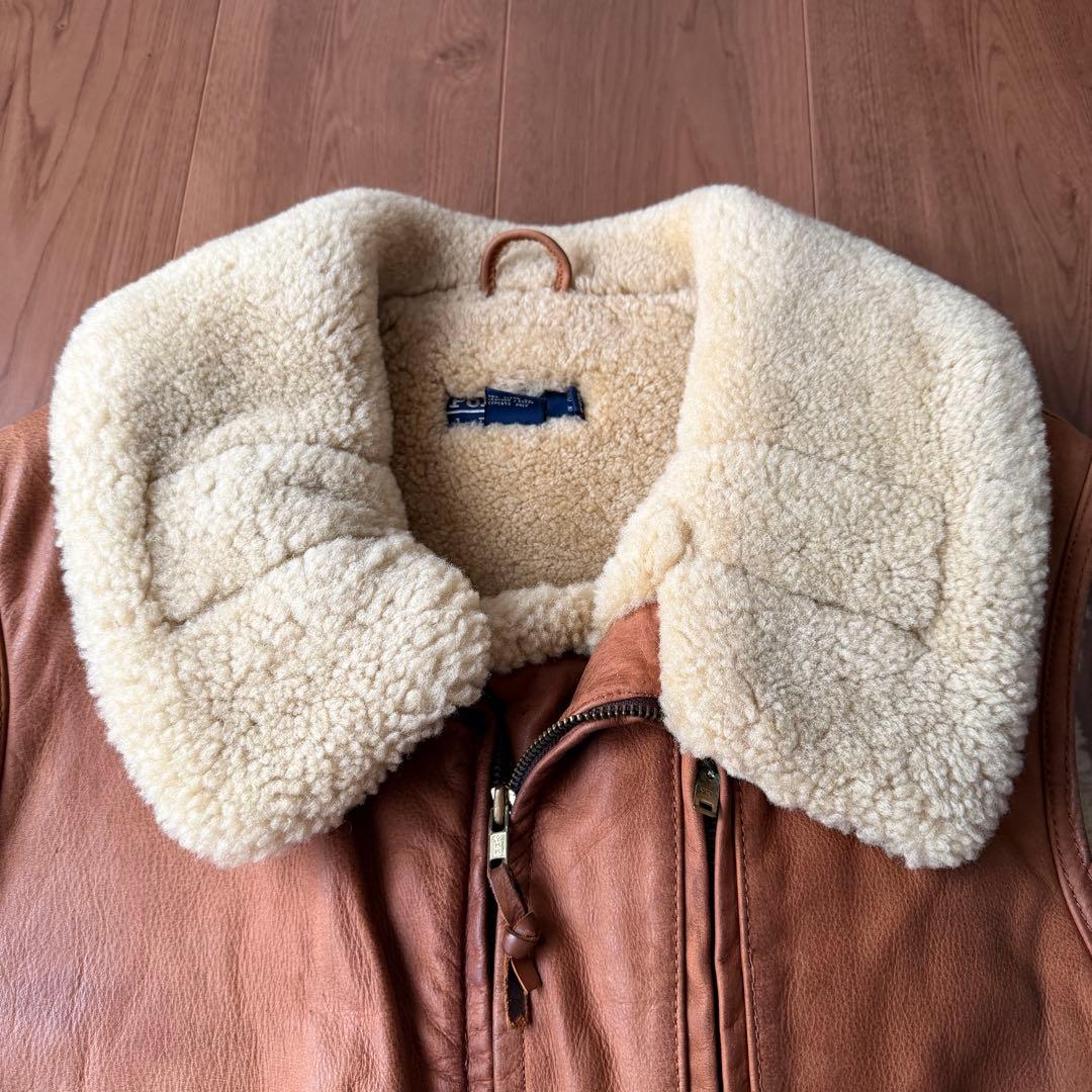 POLO ラルフローレン ラムレザー ムートン ベスト 90s M