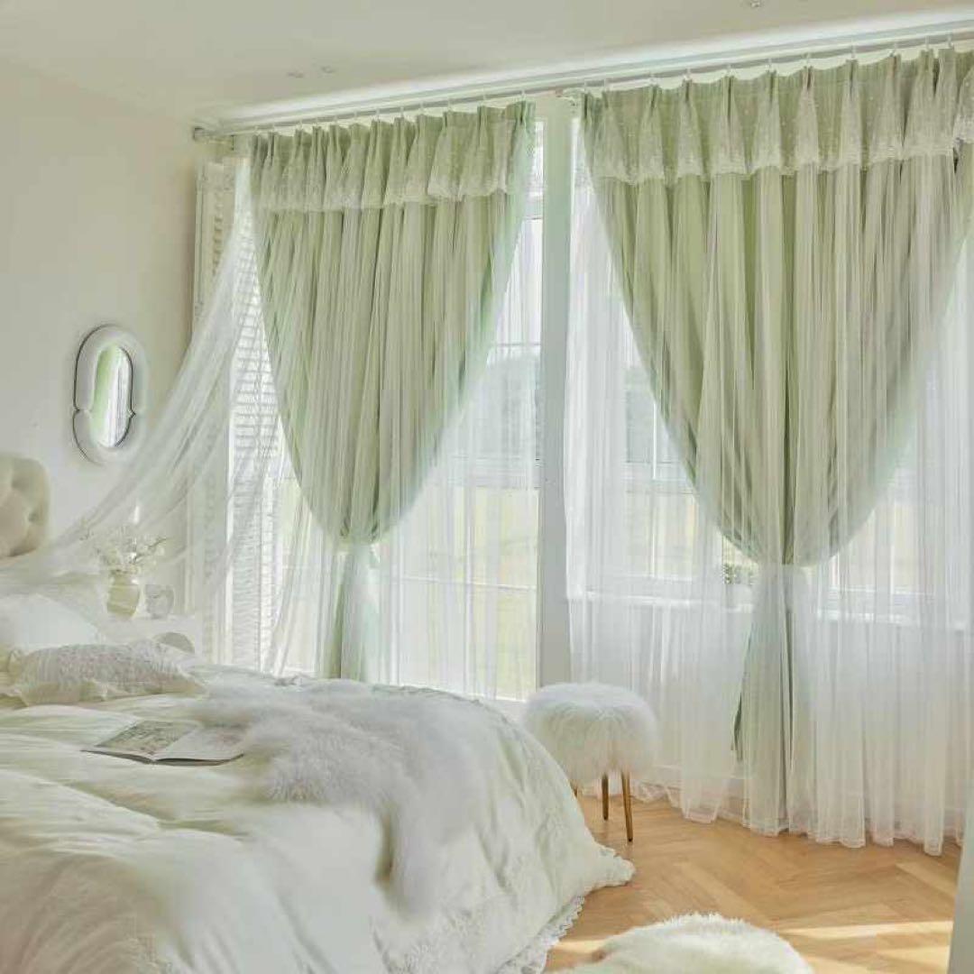 一体型カーテン　ボリューム　カーテン　オーダー　2枚入り　遮光　ドレープカーテン