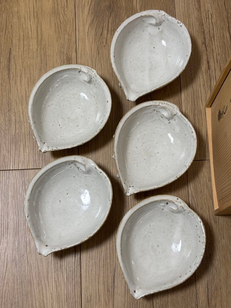 大華山鳥雲窯 納富鳥雲 萩焼 鮑形 向付 片口 鉢 小鉢 白萩 白釉 貝形 作家