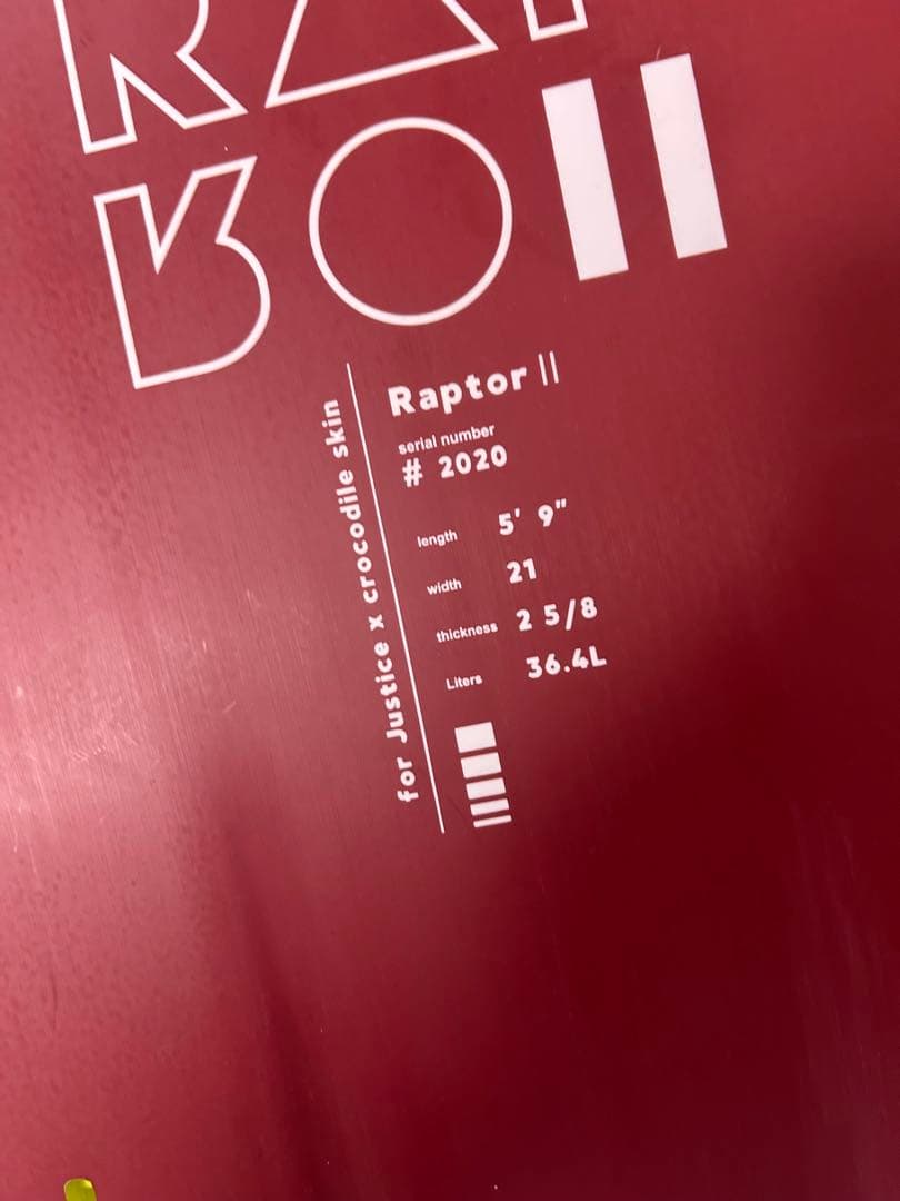 JUSTICE RAPTOR2 クロコダイルスキン ツインフッシュ サーフボード