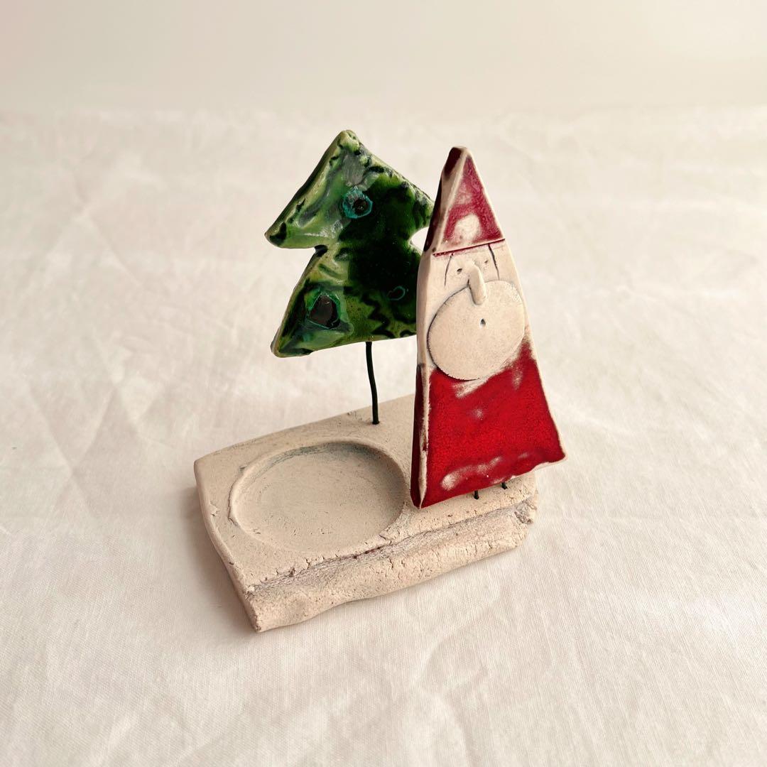 スロバキア　ツリーとサンタのキャンドルホルダー