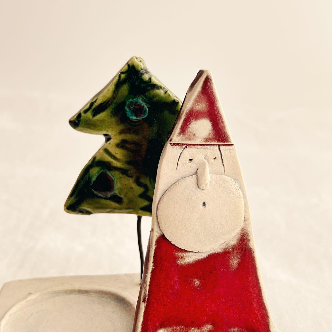 スロバキア　ツリーとサンタのキャンドルホルダー