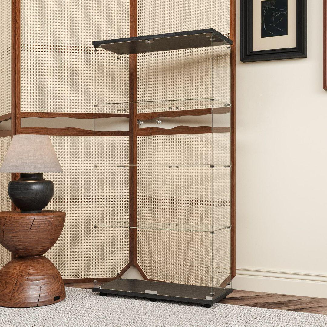 ガラスケース 4段両扉 コレクション フィギュア 棚 ショーケース 黒2002