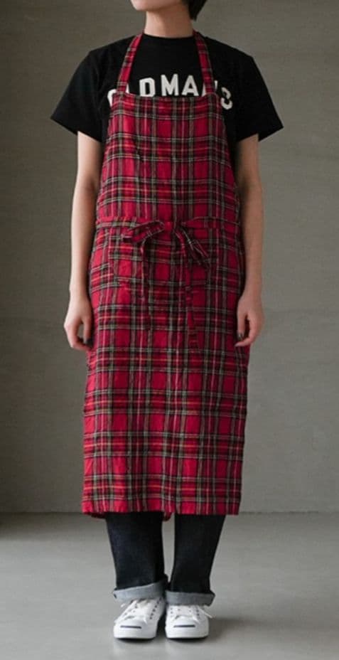 3/31まで　R&D.M.Co-TARTAN CHECK APRON　リネン
