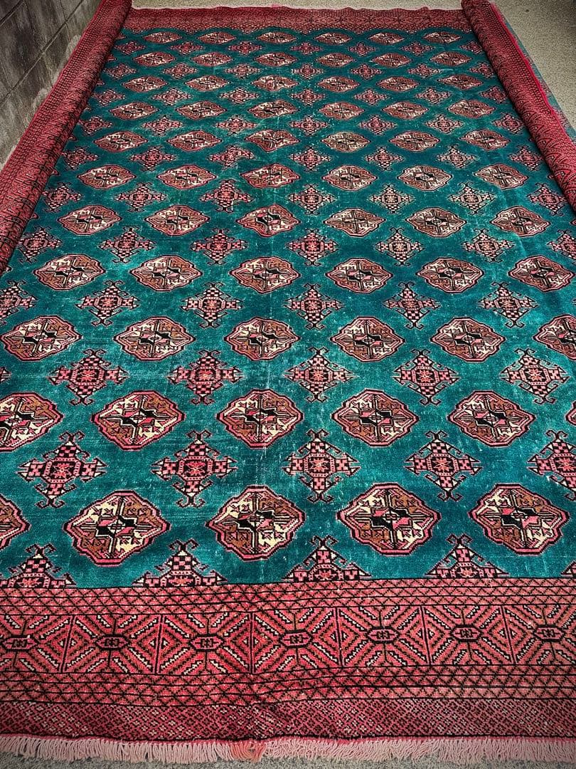 ペルシャ トルクメン ブハラ アンティーク 手作りラグ 302X354