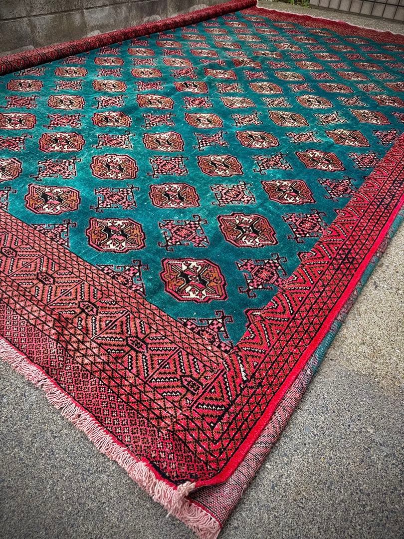 ペルシャ トルクメン ブハラ アンティーク 手作りラグ 302X354