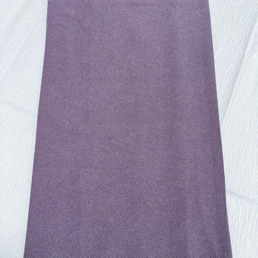 【美品✨】東レシルック　さんび　洗える着物　江戸小紋　三役　鮫小紋　くすみ紫L2