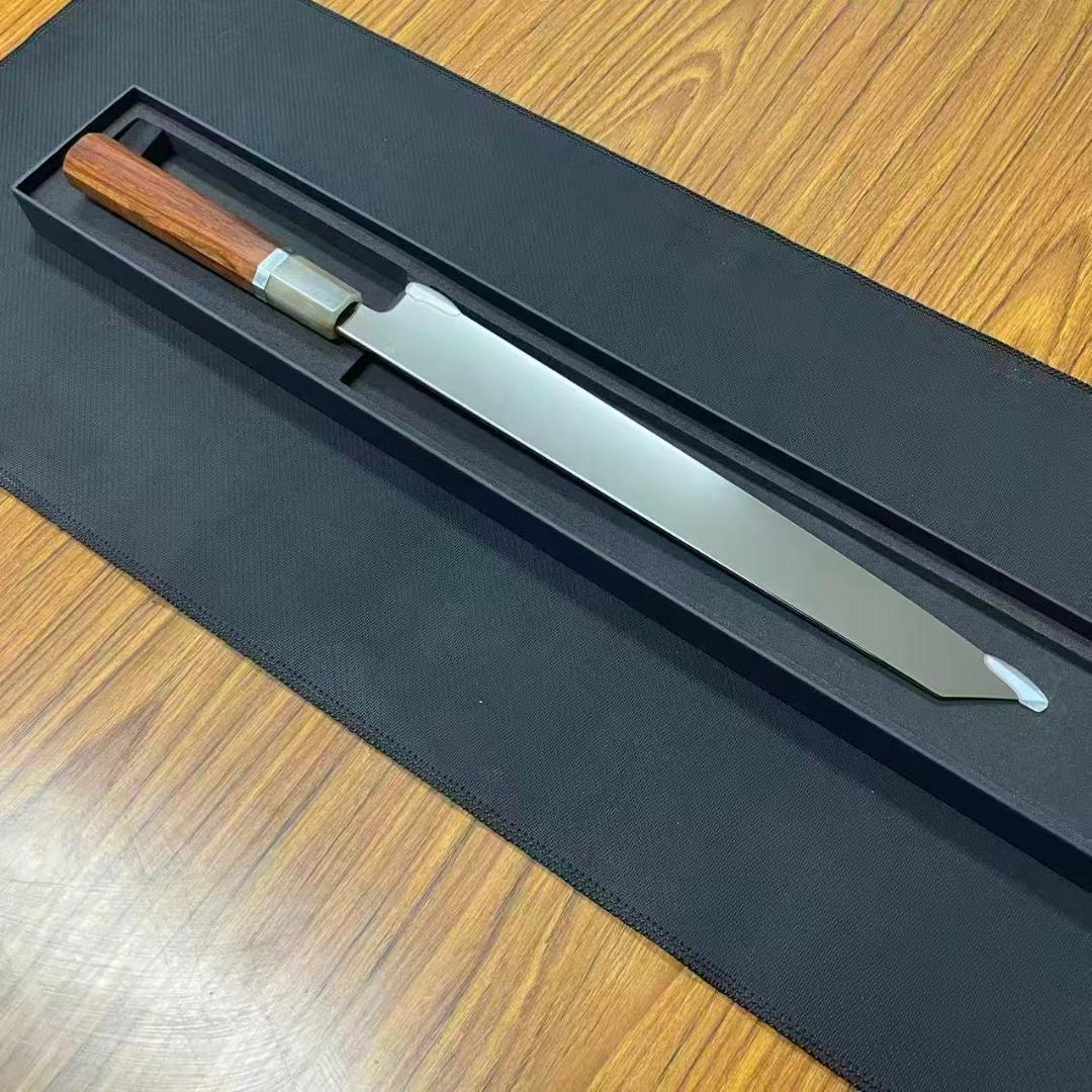 期間限定 7398 切付柳刃包丁 尺 ウルトラ鏡面仕上げ スネークウッド八角柄