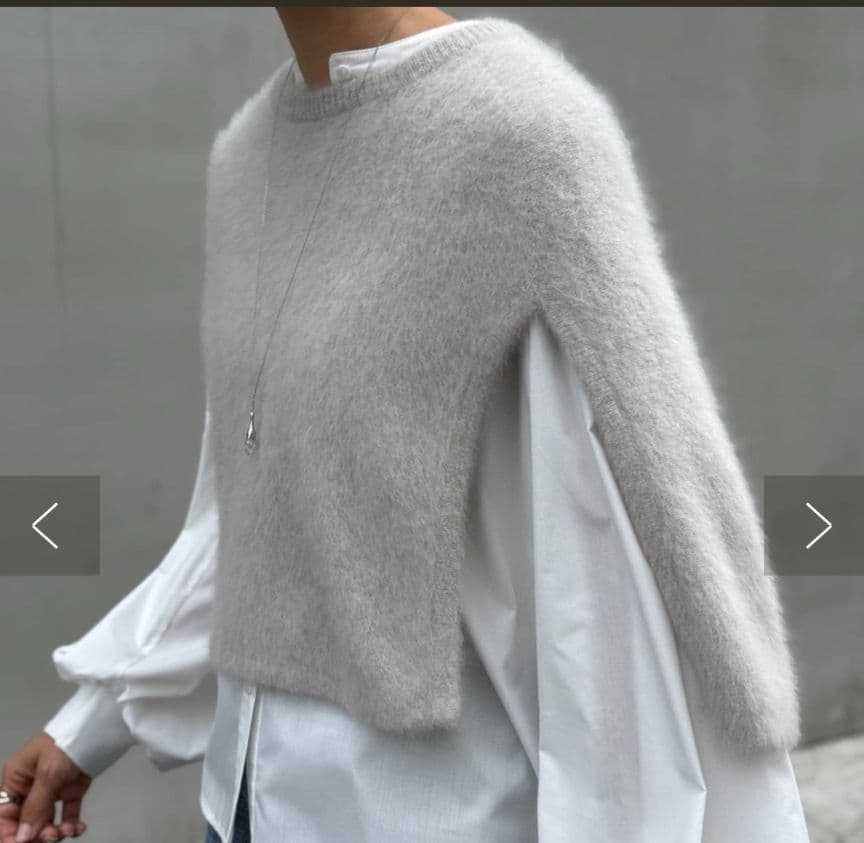 タグ付き BEARDSLEY ビアズリー ファーニットポンチョ ライトグレー