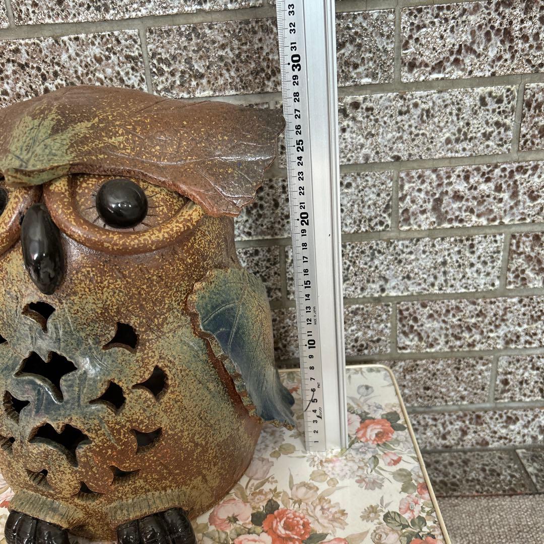 フクロウ型陶器オーナメント 約30cm