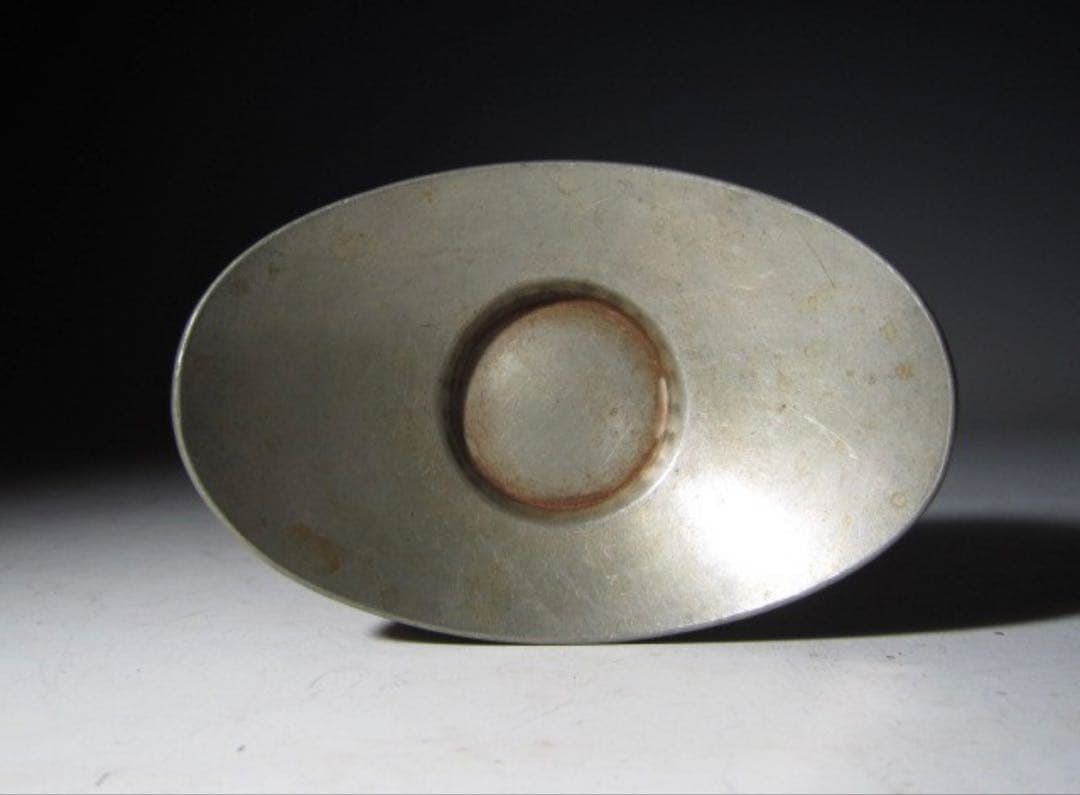 秦造六 純錫貨式茶托 五客 共箱 美しい造形の味わい深い逸品！7721