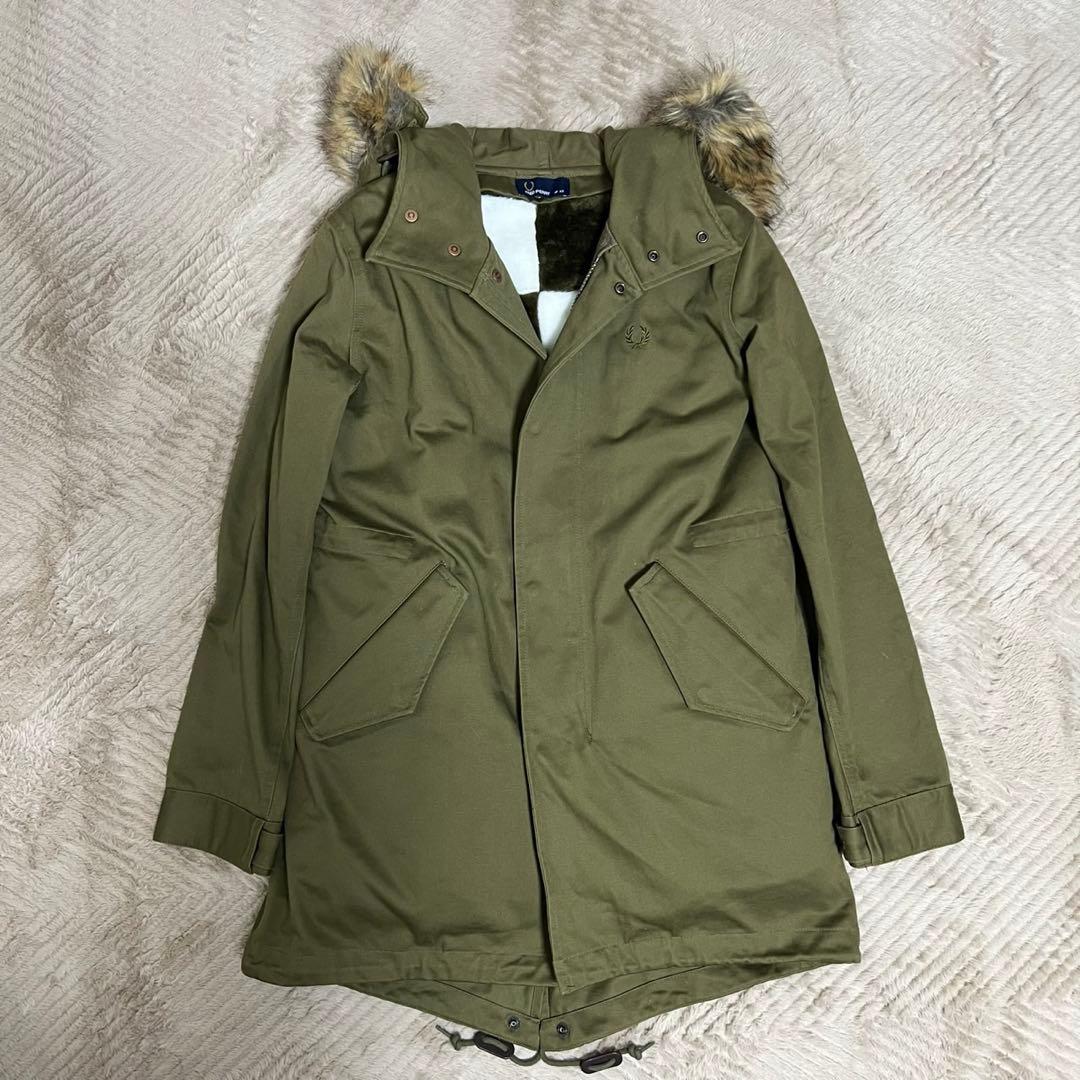フレッドペリー モッズコート フィッシュテールパーカー カーキ XSライナー付き