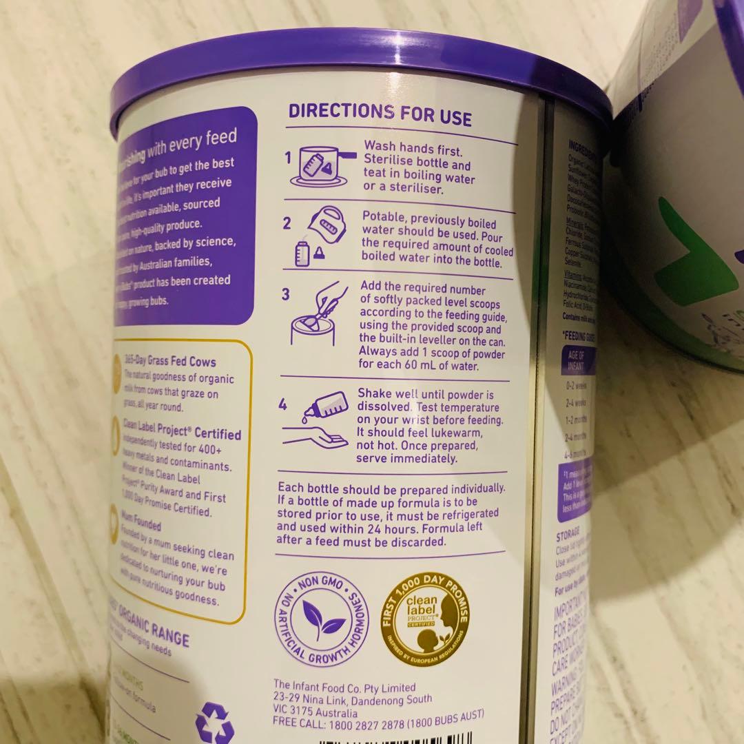 【New缶】Bubs バブズ牛の粉ミルクス テップ1(0ヶ月〜6ヶ月)4缶