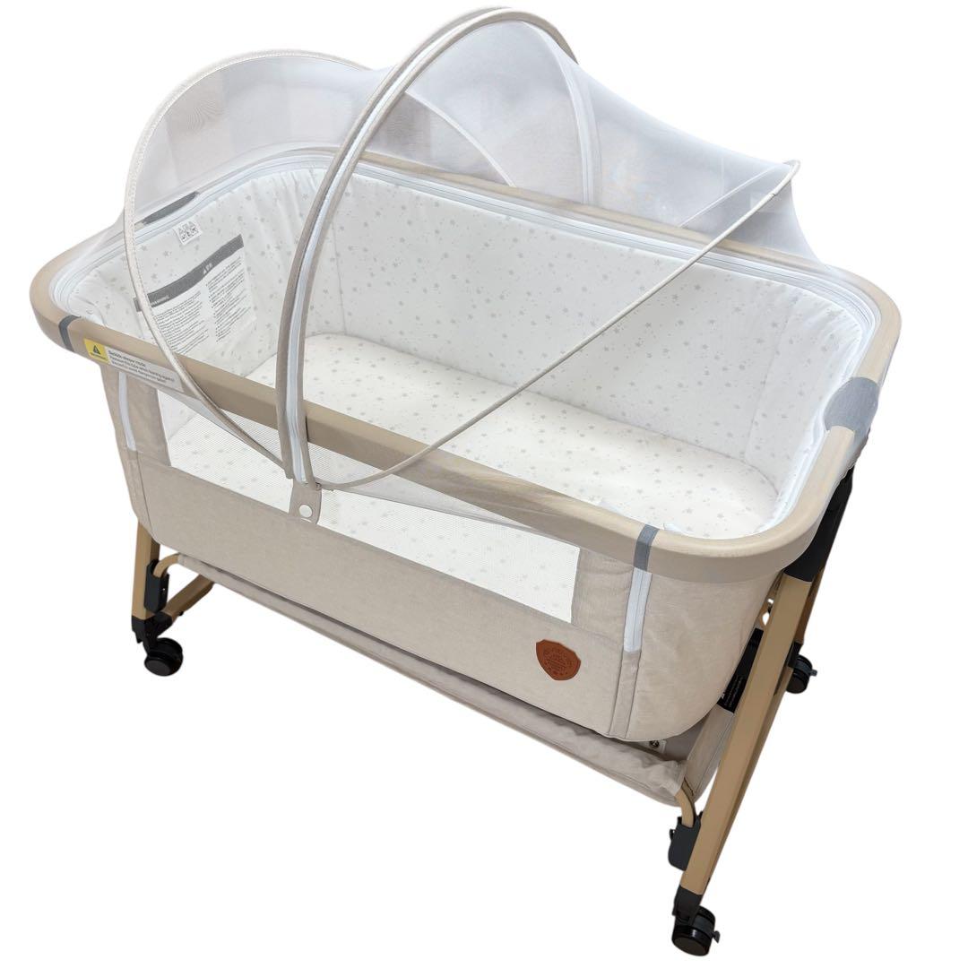 【美品】HZDMJベビーベッド 折りたたみ式 収納袋付　高さ６段階調節　添い寝