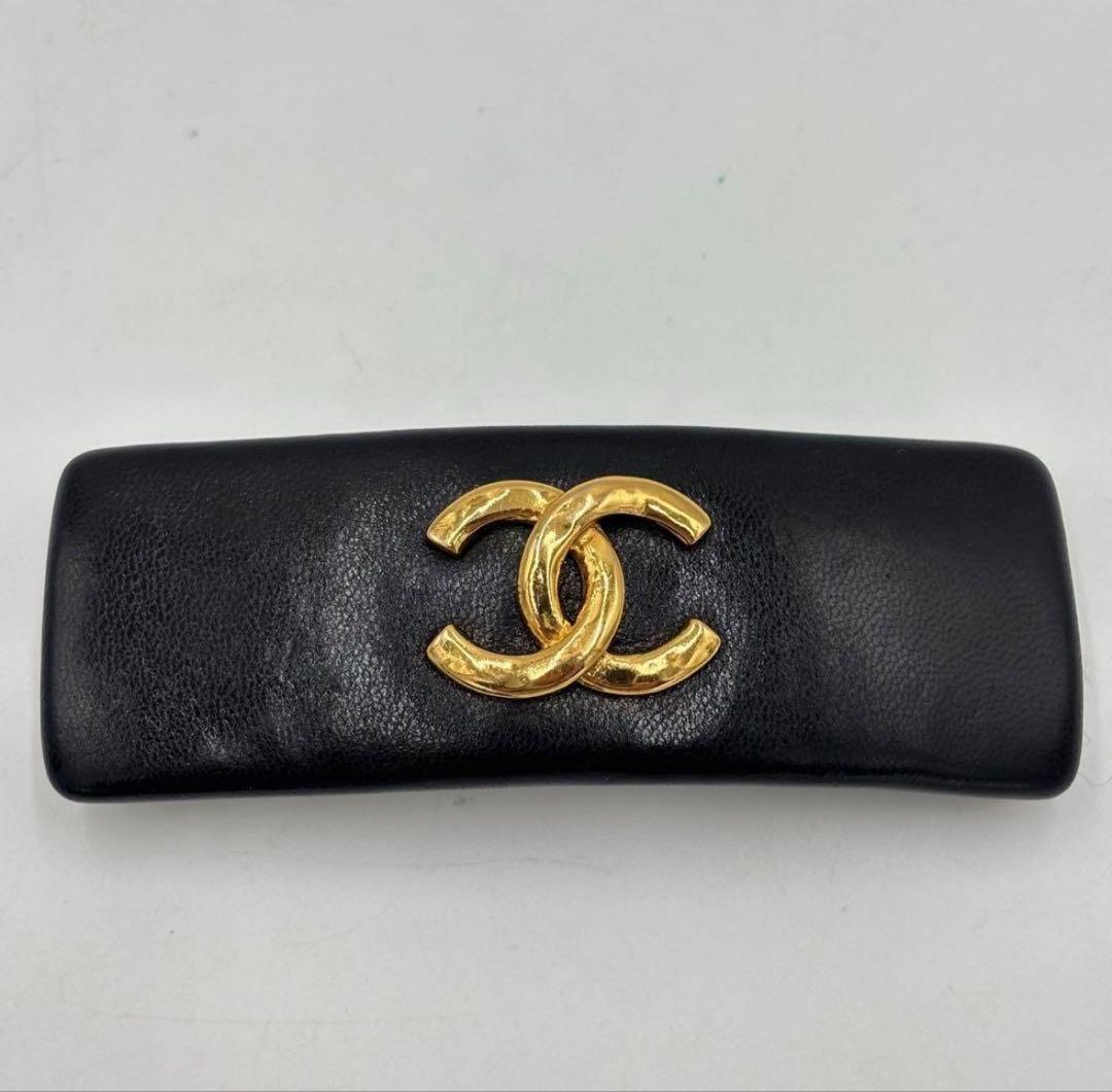 CHANEL シャネル ココマーク レザー バレッタ ゴールド金具 箱付