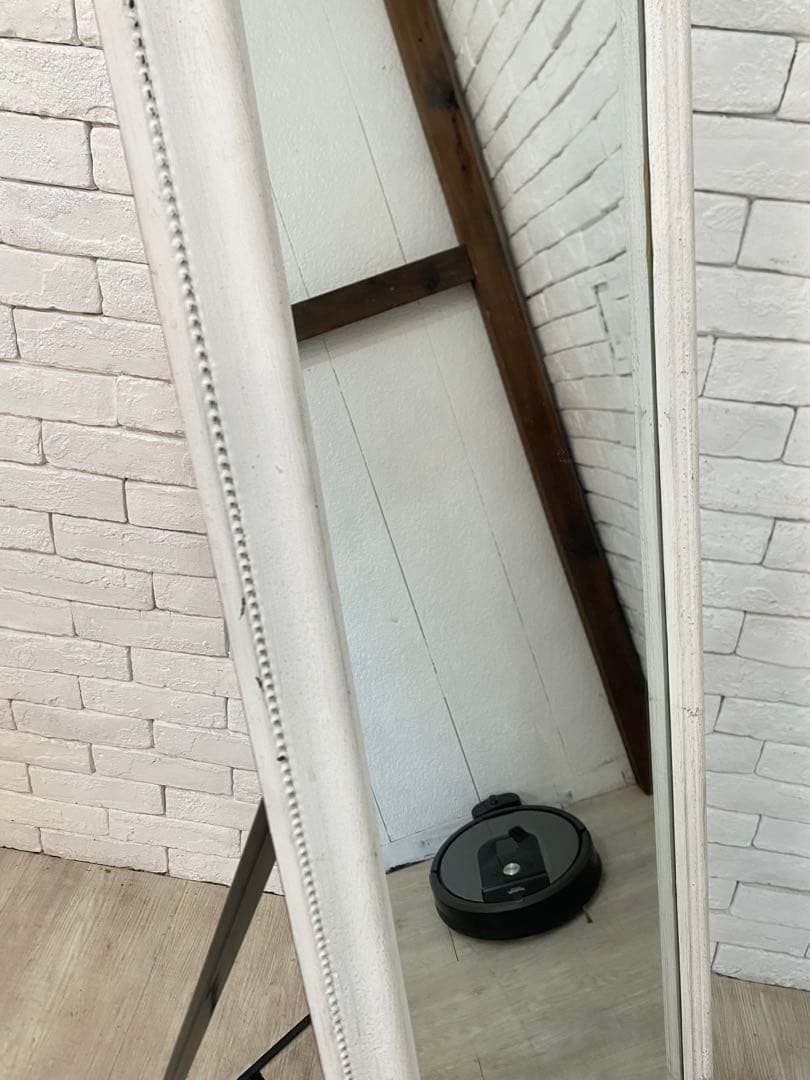 【東京都内23区配送無料】アンティーク　ジャビー　ホワイト　スタンドミラー　鏡