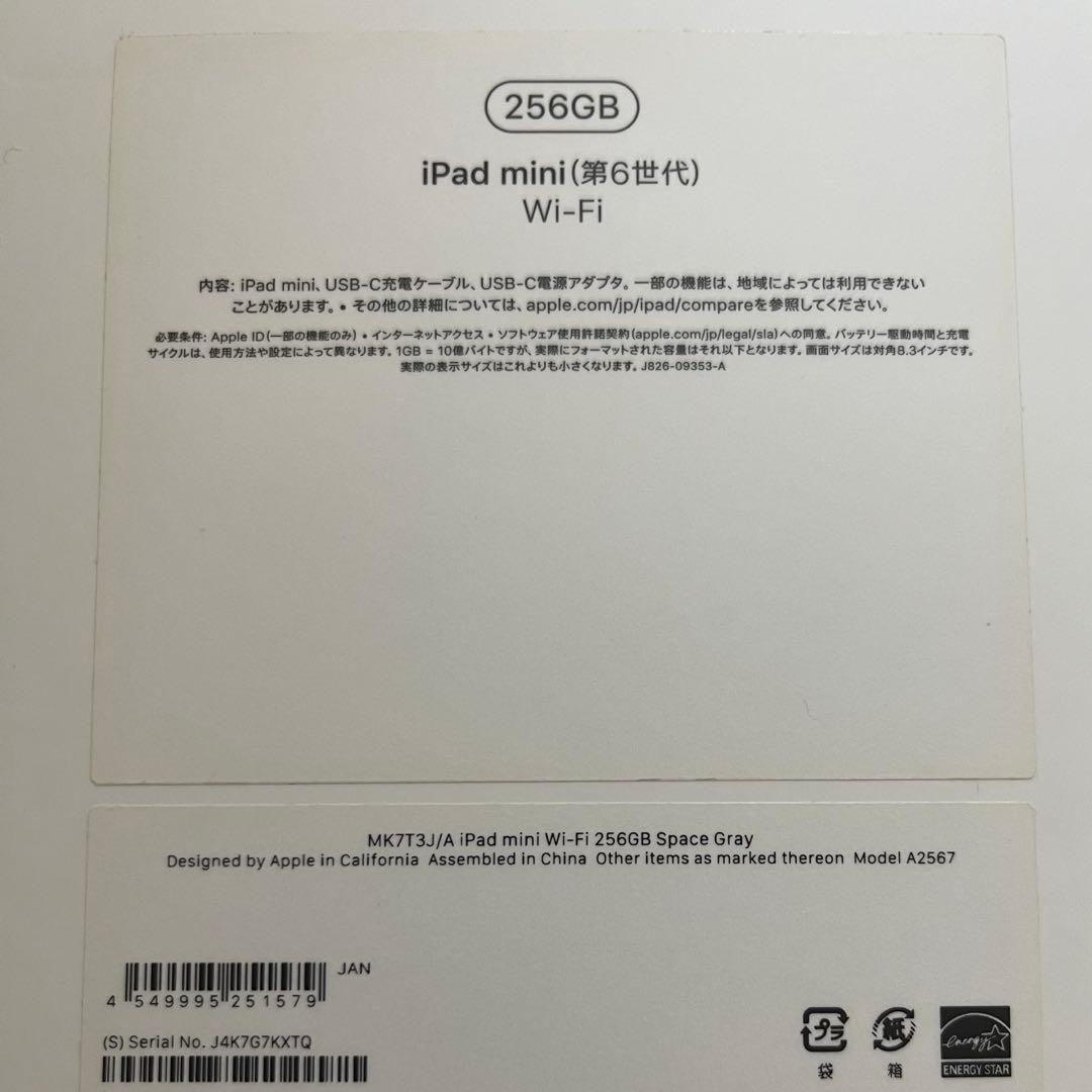 iPad mini (第6世代) 256GB スペースグレー 【ジャンク品】