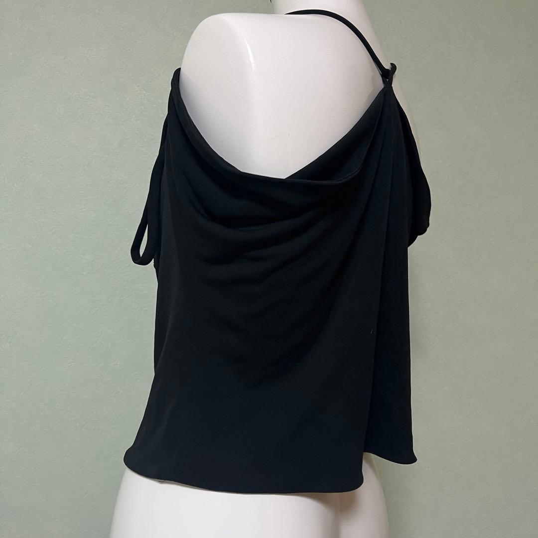 ヴェルサーチ versace 変形　肌みせ　キャミソール　ビーズ　黒　38