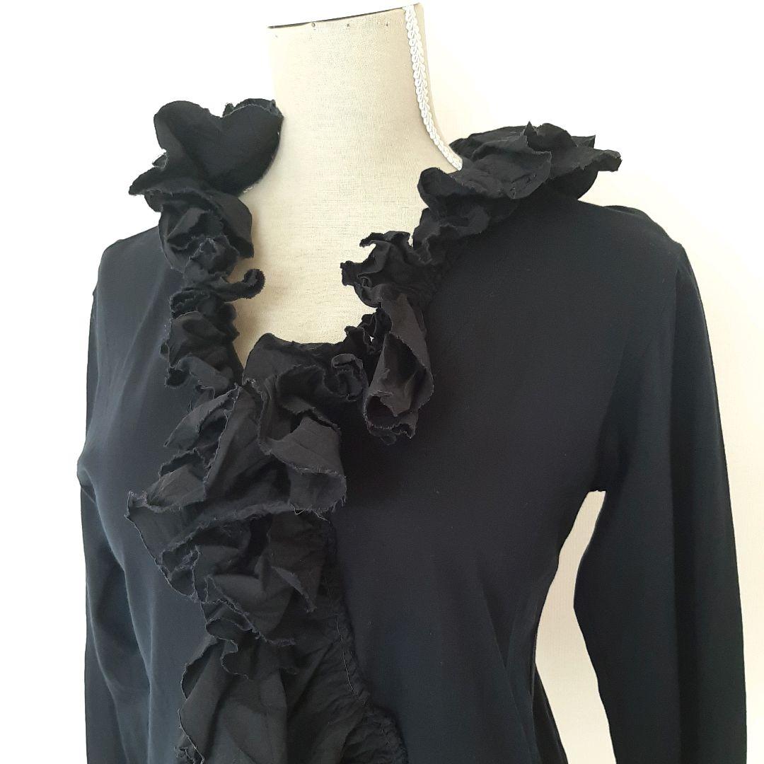 イッセイミヤケ　ISSEY MIYAKE フリル 黒 長袖トップス シャツ