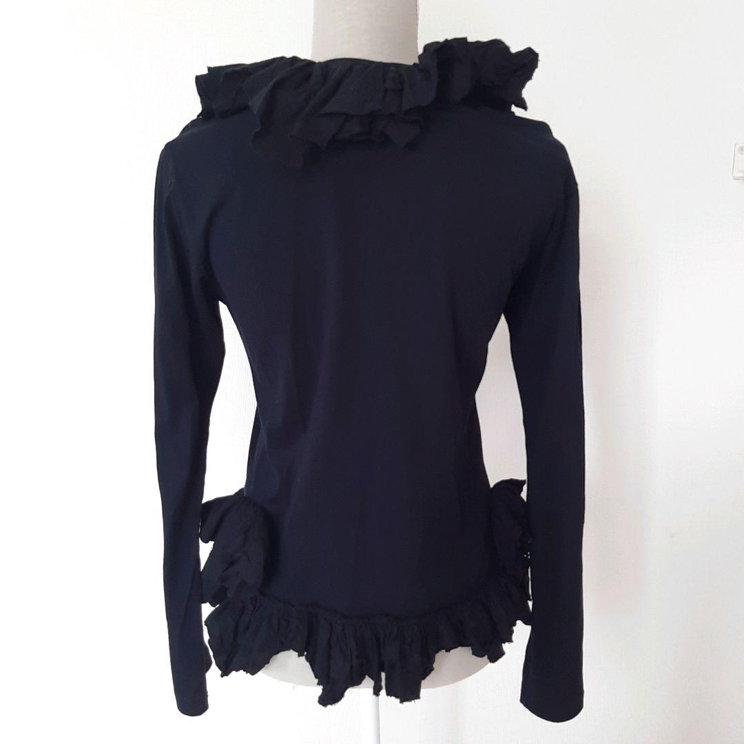 イッセイミヤケ　ISSEY MIYAKE フリル 黒 長袖トップス シャツ