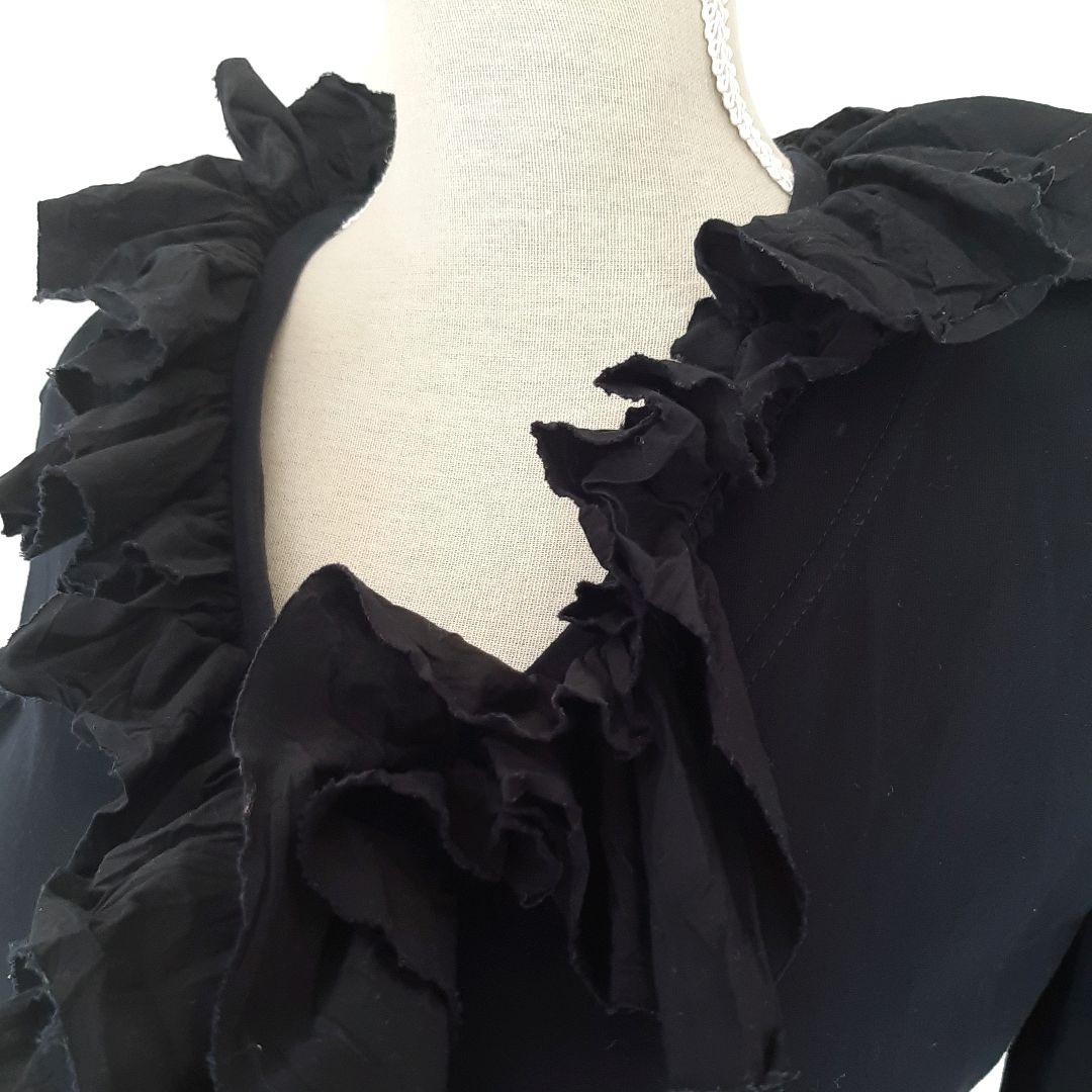 イッセイミヤケ　ISSEY MIYAKE フリル 黒 長袖トップス シャツ