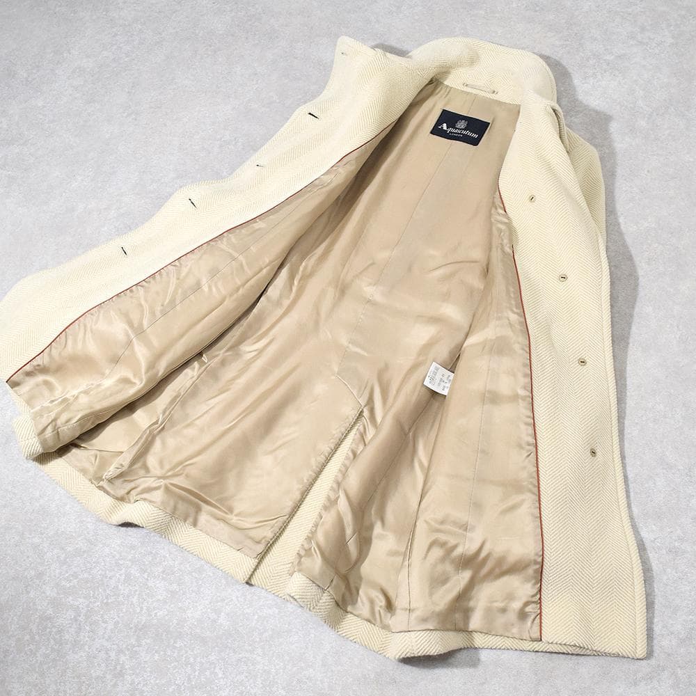 英国老舗 Aquascutum アンゴラ ウール ヘリンボーンパイル コート
