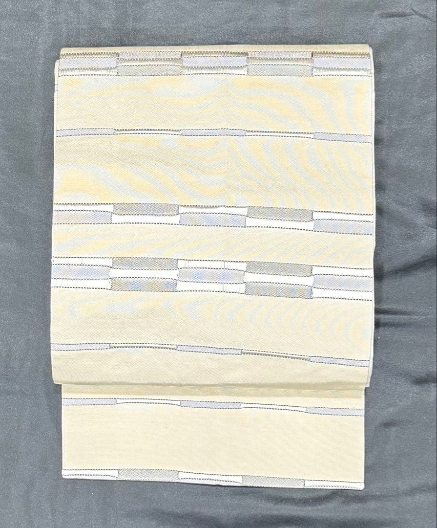 k31⭐️ベージュＧ米沢シャレ帯⭐️豪華絢爛綺麗華麗美品長さ484cm正絹全通