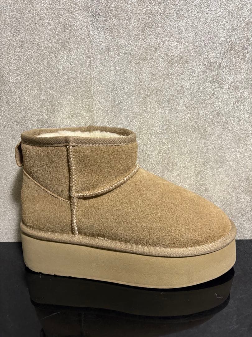 美品 厚底 EMU エミュー プラットフォーム マイクロ ウール ムートン