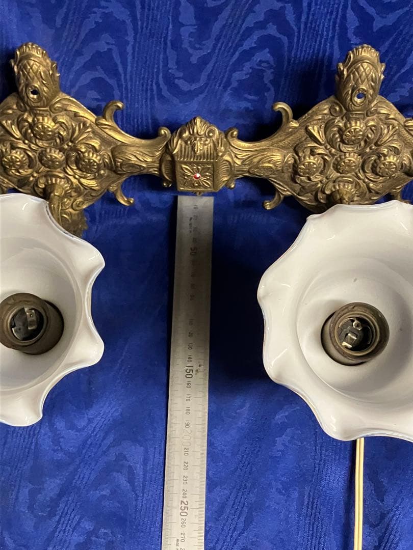 ビンテージ　壁掛け照明　真鍮　ガラス笠　昭和レトロ