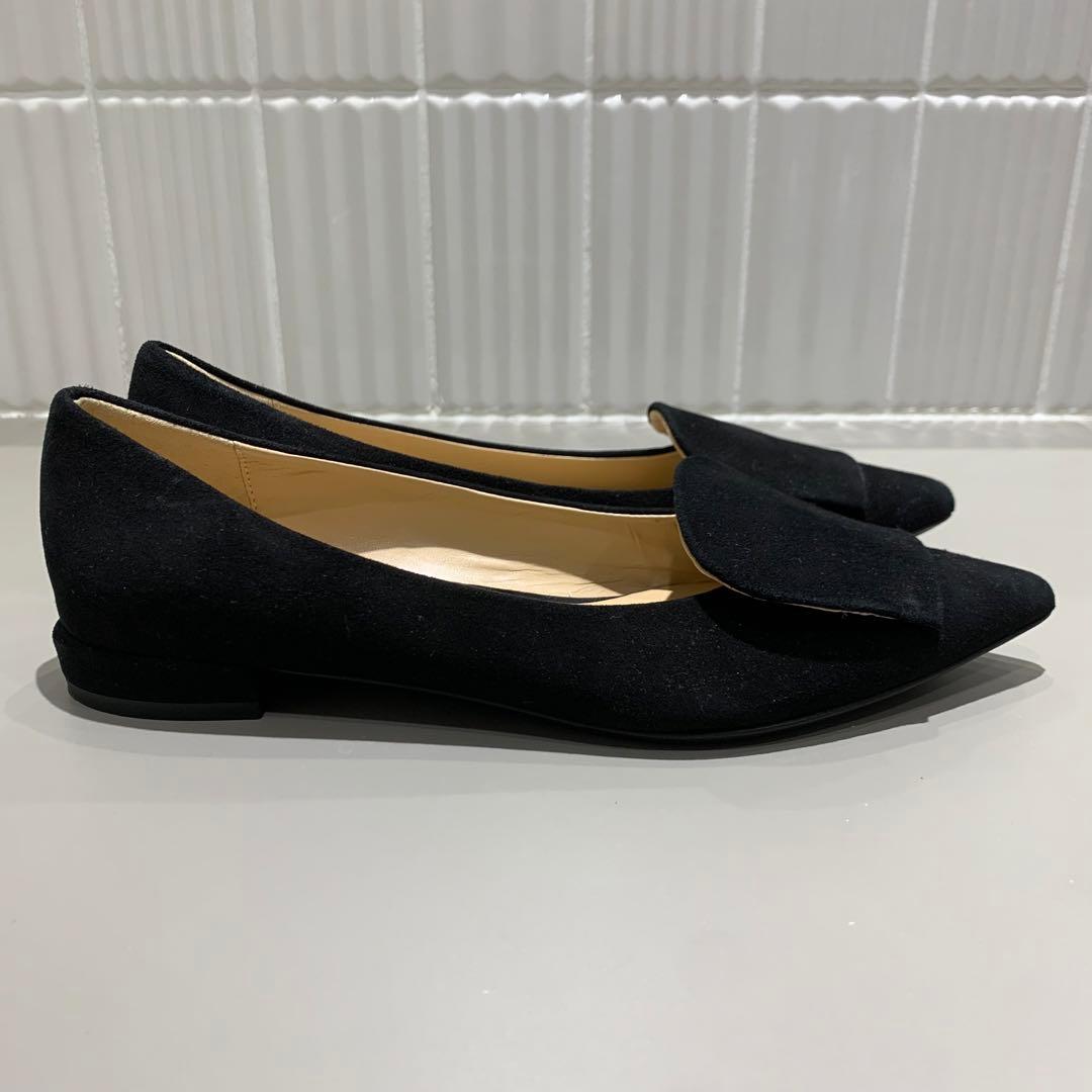 極美品✨FABIO RUSCONI ブラック フラットシューズ　36 1/2 黒