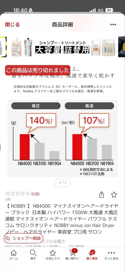 ヘアドライヤー Nobby NB4000