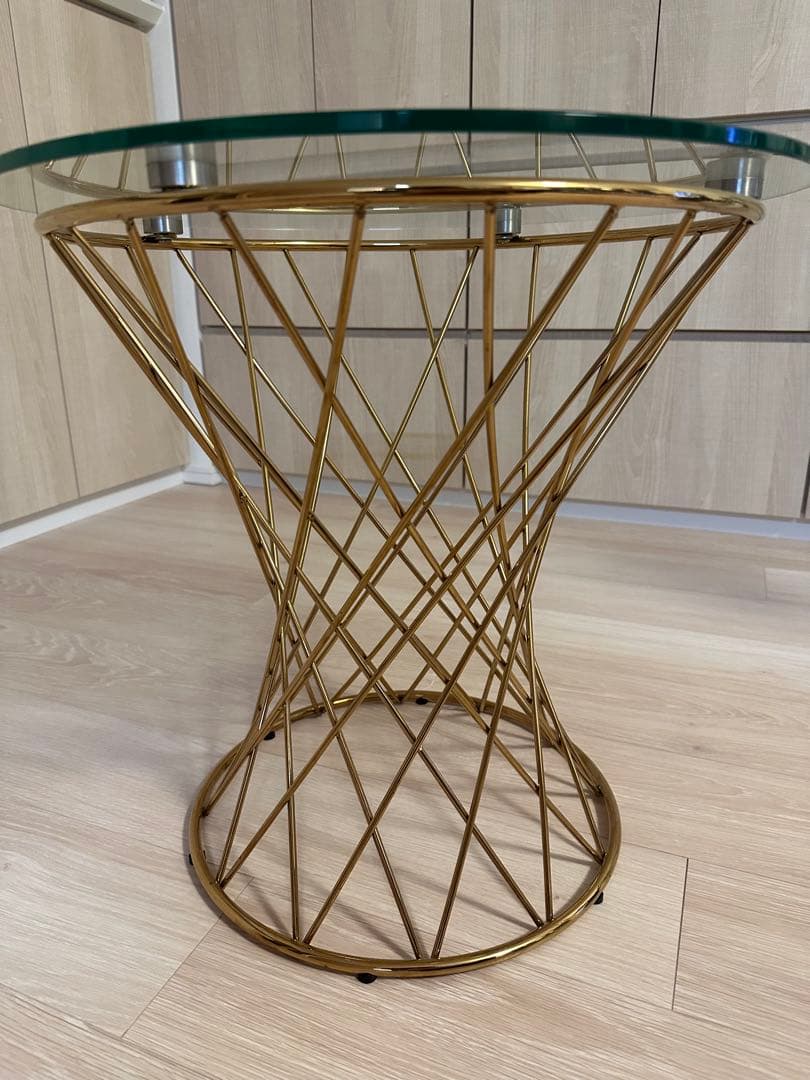 Francfranc マーリア サイドテーブル （クリア×ゴールド