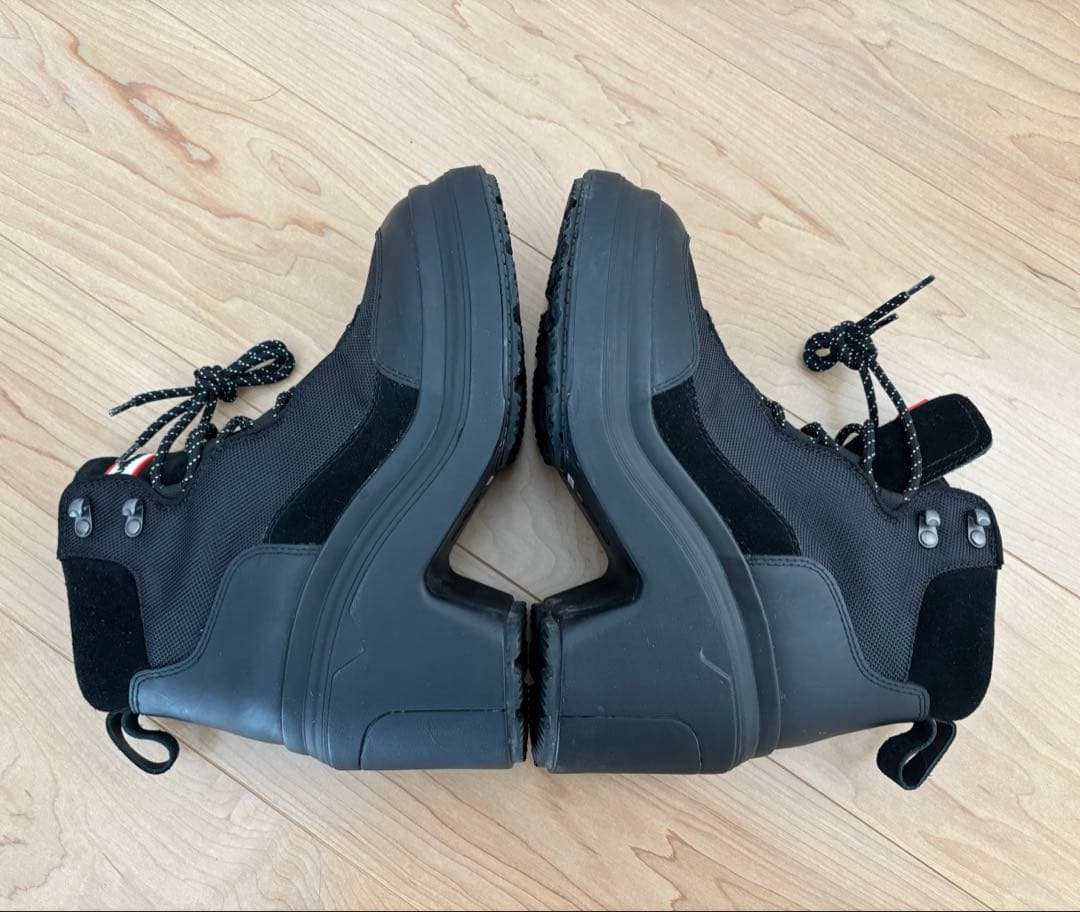 HUNTER ハンター 厚底 レースアップ ヒールブーツ 防水 黒 25cm