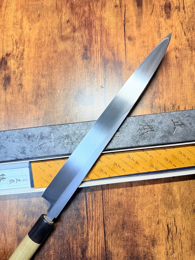 正本総本店　刺身 柳刃　包丁　本霞玉白鋼　尺　水牛柄