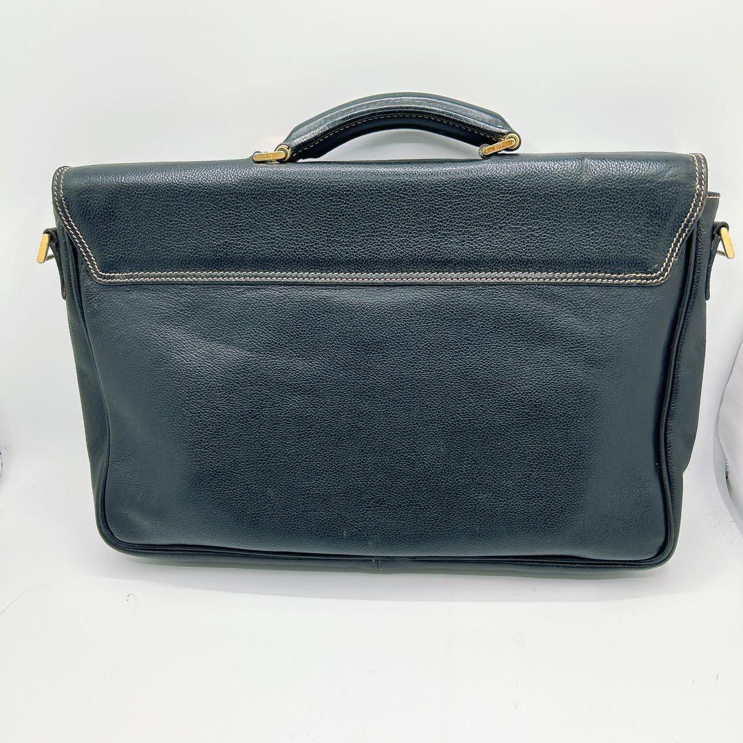 【美品】ダンヒル ダレスバッグ ビジネスバッグ レザー ゴールド金具 黒