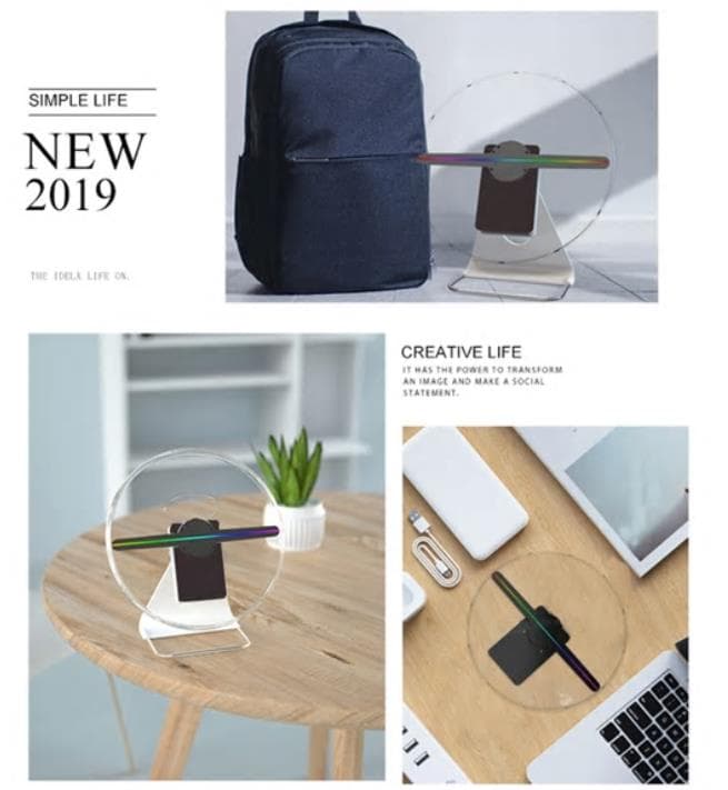 手持ち可能30㎝３Dホログラムプロジェクターファン